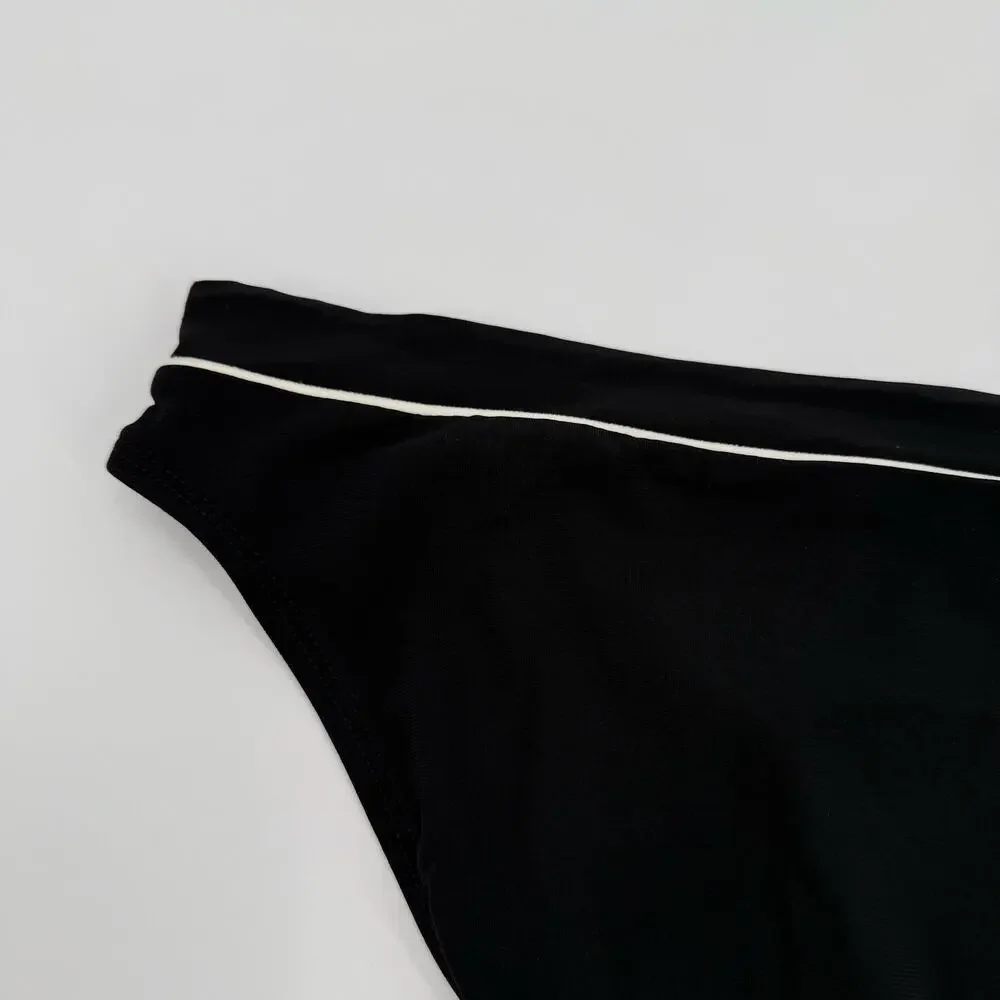 Robin Piccone Malia Banded Bikini Bottoms Size Large NEW Black White Swim NWOT